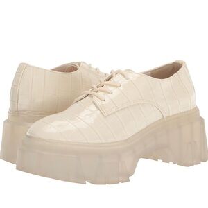 Cream Platform Lace-Up Shoes